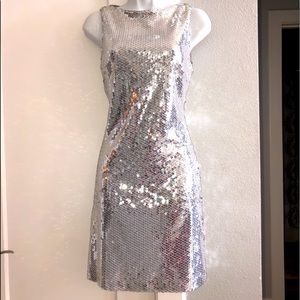 Cache Silver Sequin Dress